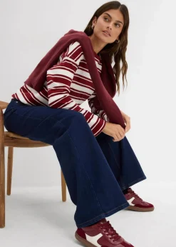 Damen bonprix Jeans|Nachhaltigere Materialien|Wide-Leg-Jeans Mid Waist Bio- Baumwolle