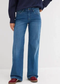 Damen bonprix Bekleidung·Shirts & Tops|Nachhaltigere Materialien|Wide-Leg-Jeans Mid Waist Bio- Baumwolle