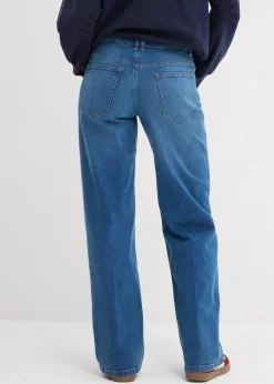 Damen bonprix Bekleidung·Shirts & Tops|Nachhaltigere Materialien|Wide-Leg-Jeans Mid Waist Bio- Baumwolle