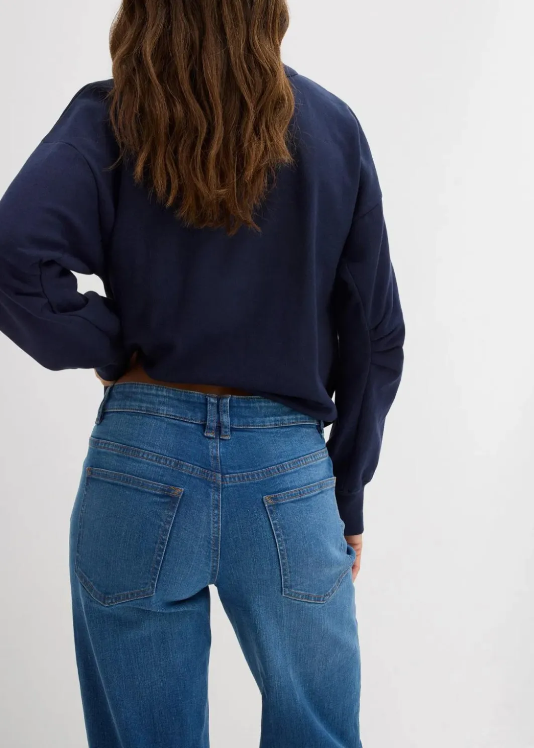 Damen bonprix Bekleidung·Shirts & Tops|Nachhaltigere Materialien|Wide-Leg-Jeans Mid Waist Bio- Baumwolle