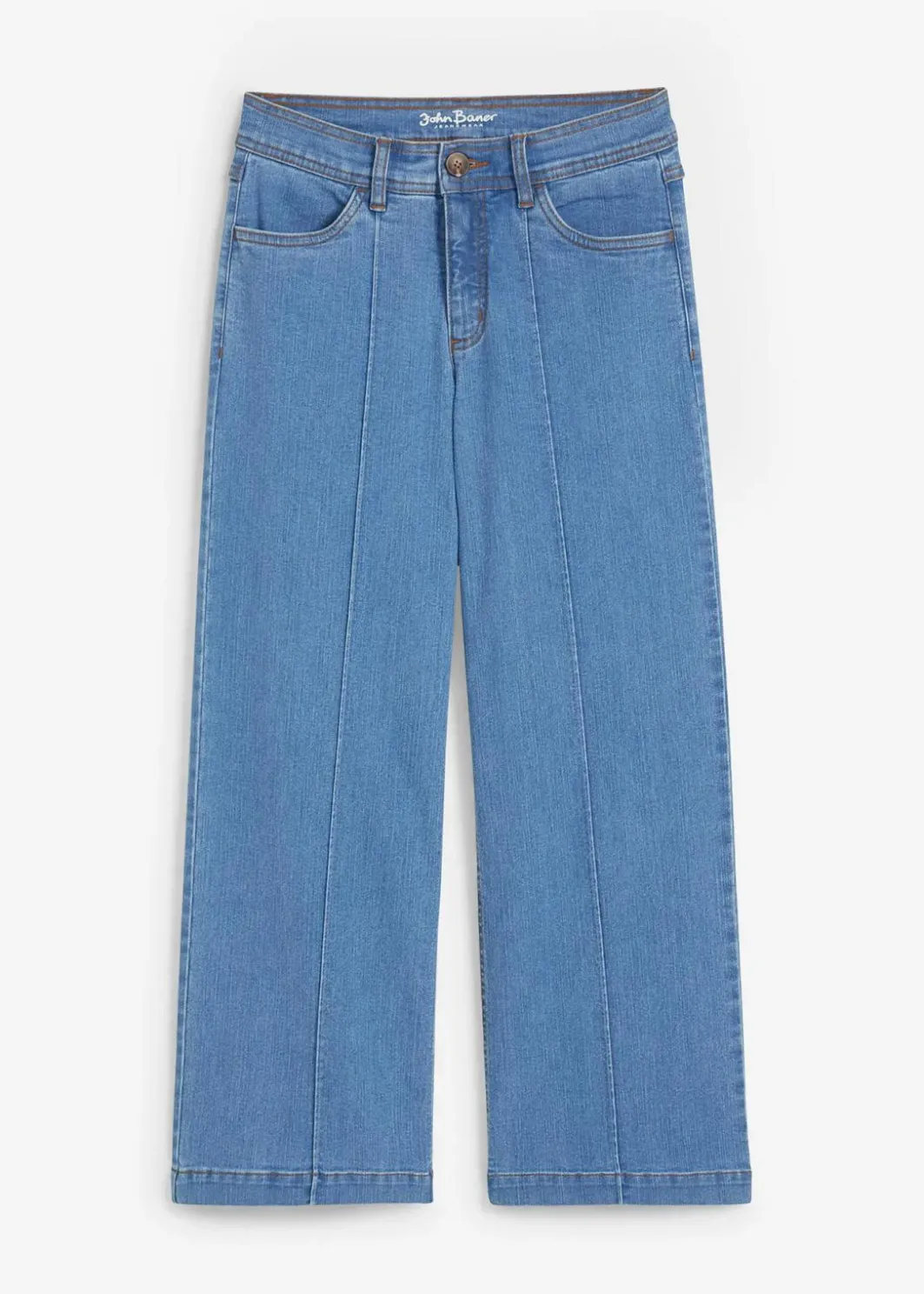 Damen bonprix Bekleidung·Shirts & Tops|Jeans|Wide-Leg-Jeans, Mid Waist, cropped