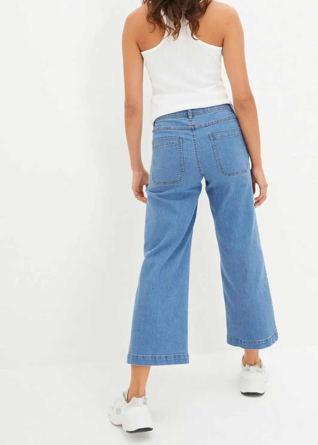 Damen bonprix Bekleidung·Shirts & Tops|Jeans|Wide-Leg-Jeans, Mid Waist, cropped
