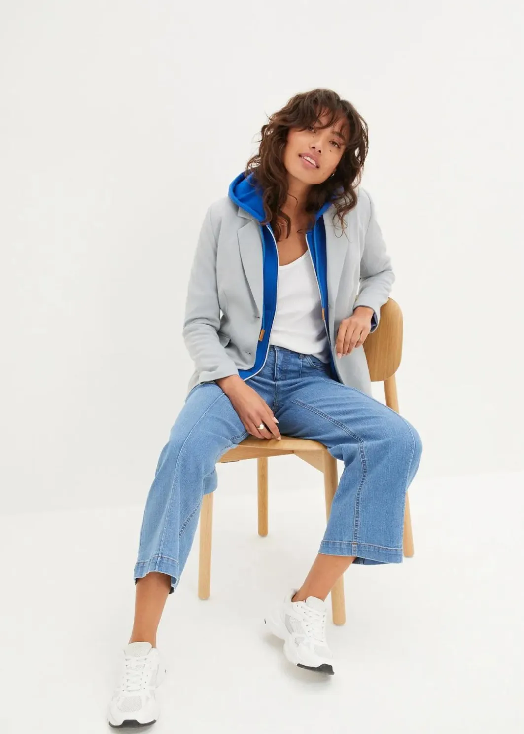 Damen bonprix Bekleidung·Shirts & Tops|Jeans|Wide-Leg-Jeans, Mid Waist, cropped