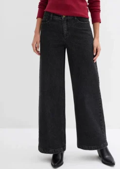 Damen bonprix Jeans|Bekleidung·Shirts & Tops|Wide-Leg-Jeans, Mid Waist, Full Length
