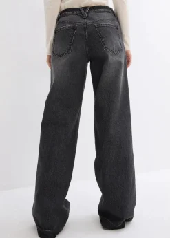 Sale Wide-Leg-Jeans, Mid Waist, Low Stretch Full Length Damen Jeans|Kurzgrößen