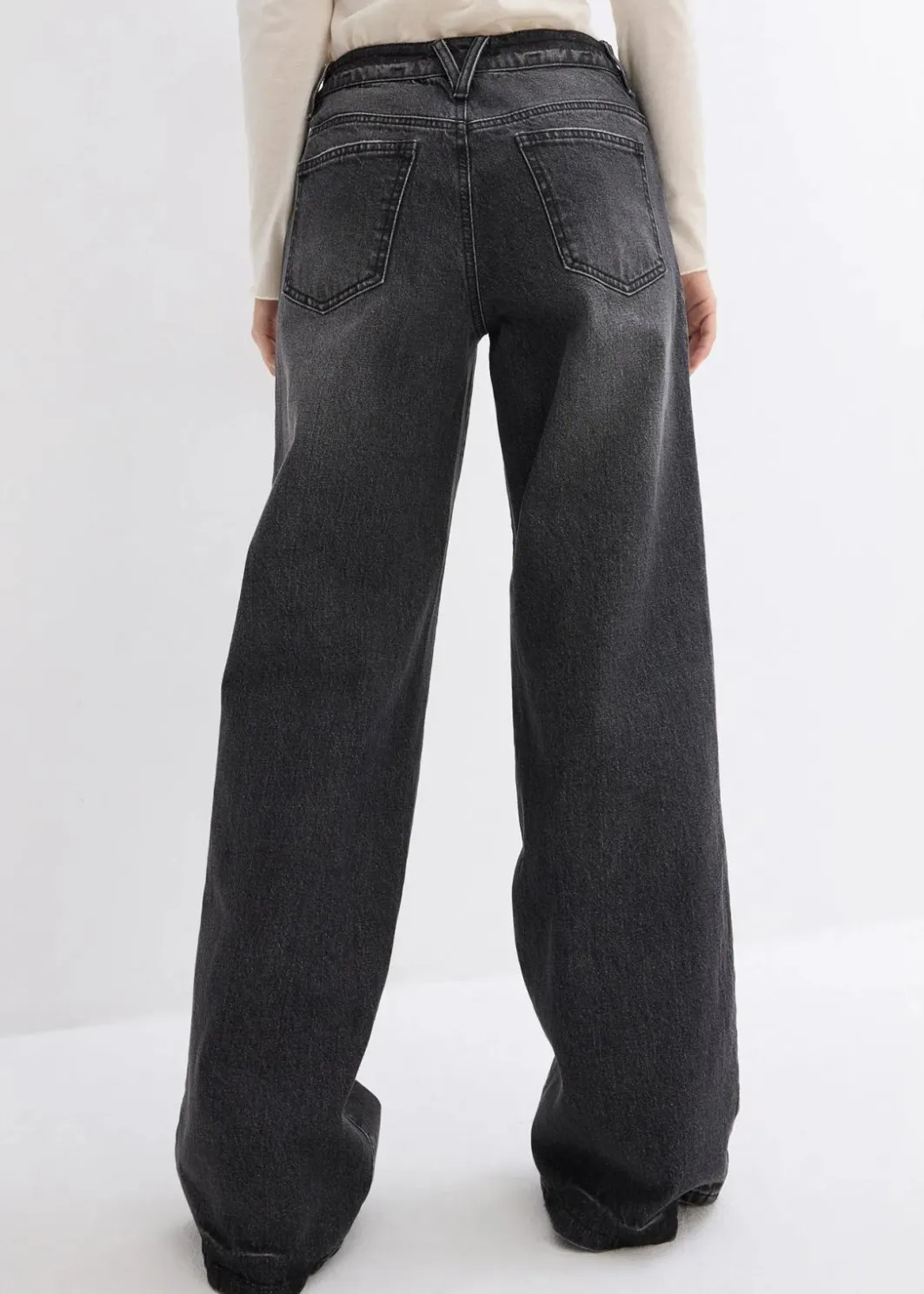 Sale Wide-Leg-Jeans, Mid Waist, Low Stretch Full Length Damen Jeans|Kurzgrößen