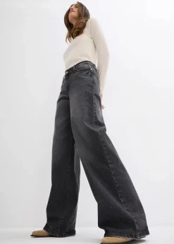 Sale Wide-Leg-Jeans, Mid Waist, Low Stretch Full Length Damen Jeans|Kurzgrößen