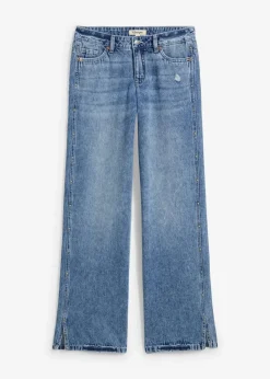 Damen bonprix Bekleidung·Shirts & Tops|Jeans|Wide-Leg-Jeans Mid Waist, Low Stretch