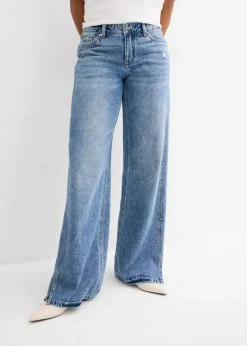 Damen bonprix Bekleidung·Shirts & Tops|Jeans|Wide-Leg-Jeans Mid Waist, Low Stretch