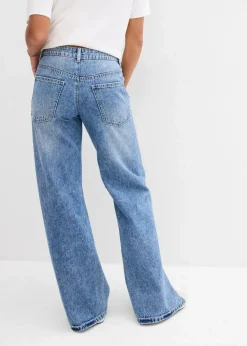 Damen bonprix Bekleidung·Shirts & Tops|Jeans|Wide-Leg-Jeans Mid Waist, Low Stretch