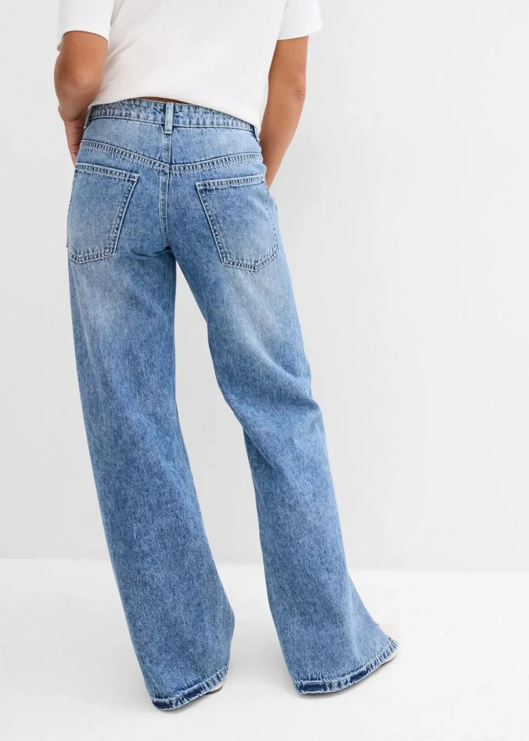 Damen bonprix Bekleidung·Shirts & Tops|Jeans|Wide-Leg-Jeans Mid Waist, Low Stretch