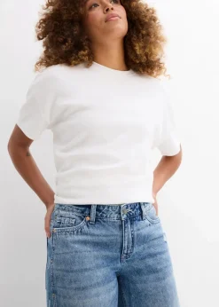 Damen bonprix Bekleidung·Shirts & Tops|Jeans|Wide-Leg-Jeans Mid Waist, Low Stretch