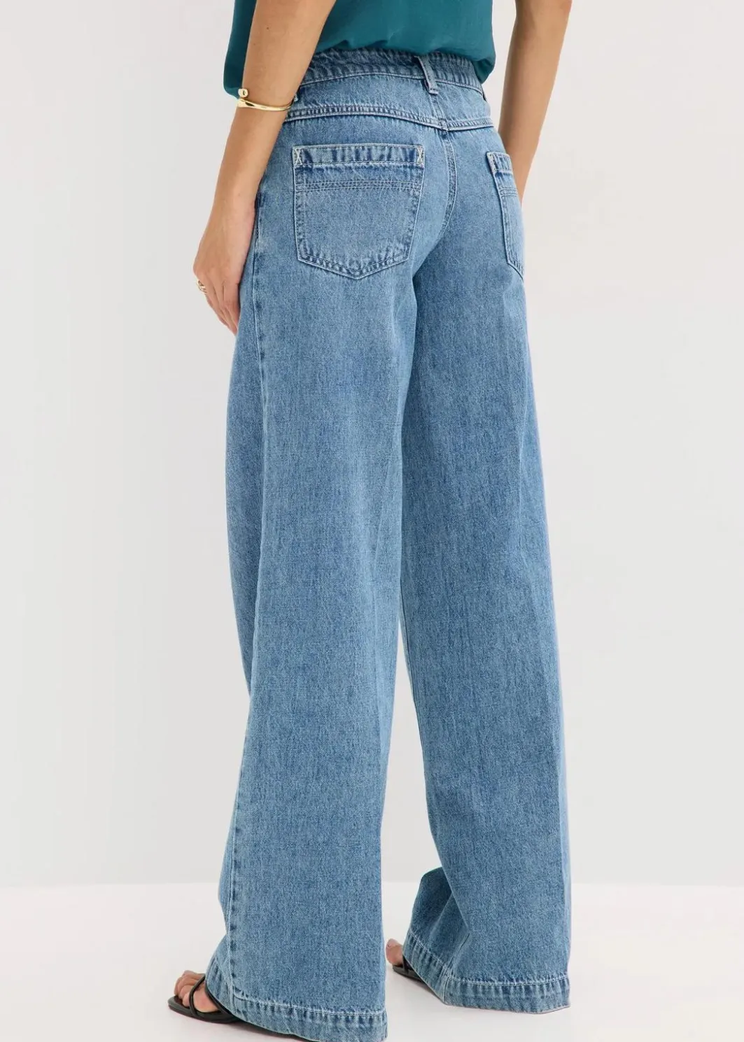 Discount Wide-Leg-Jeans Mid Waist, Low Stretch Full Length Damen Kurzgrößen|Bekleidung·Shirts & Tops