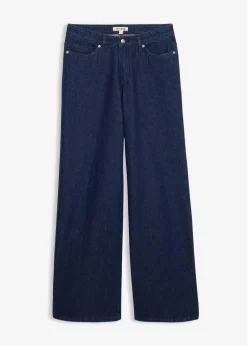 Damen bonprix Jeans|Kurzgrößen|Wide-Leg-Jeans, Mid Waist, Low Stretch Full Length