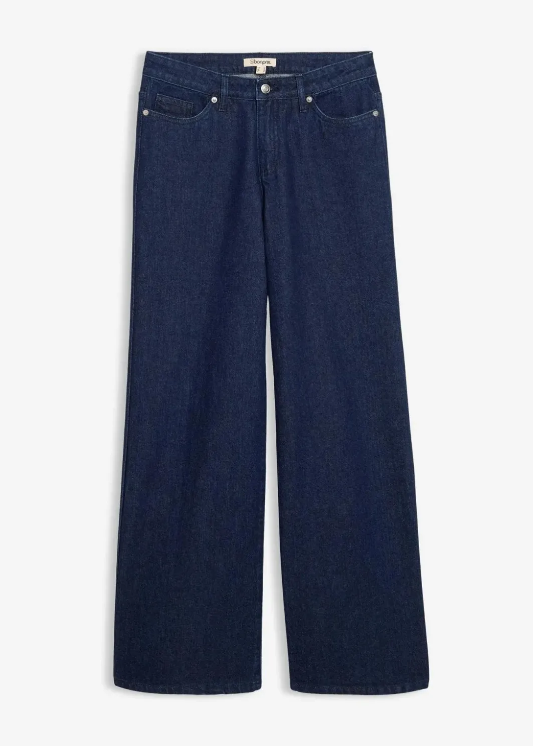Damen bonprix Jeans|Kurzgrößen|Wide-Leg-Jeans, Mid Waist, Low Stretch Full Length