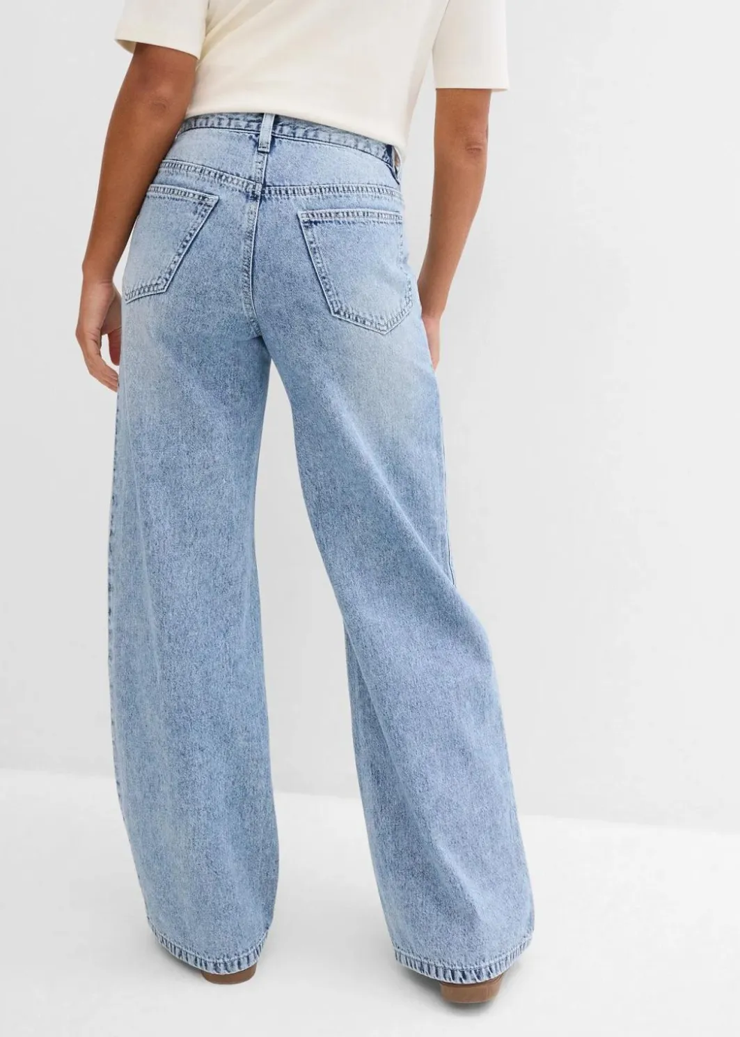 Hot Wide-Leg-Jeans Mid Waist, Low Stretch Damen Jeans|Kurzgrößen
