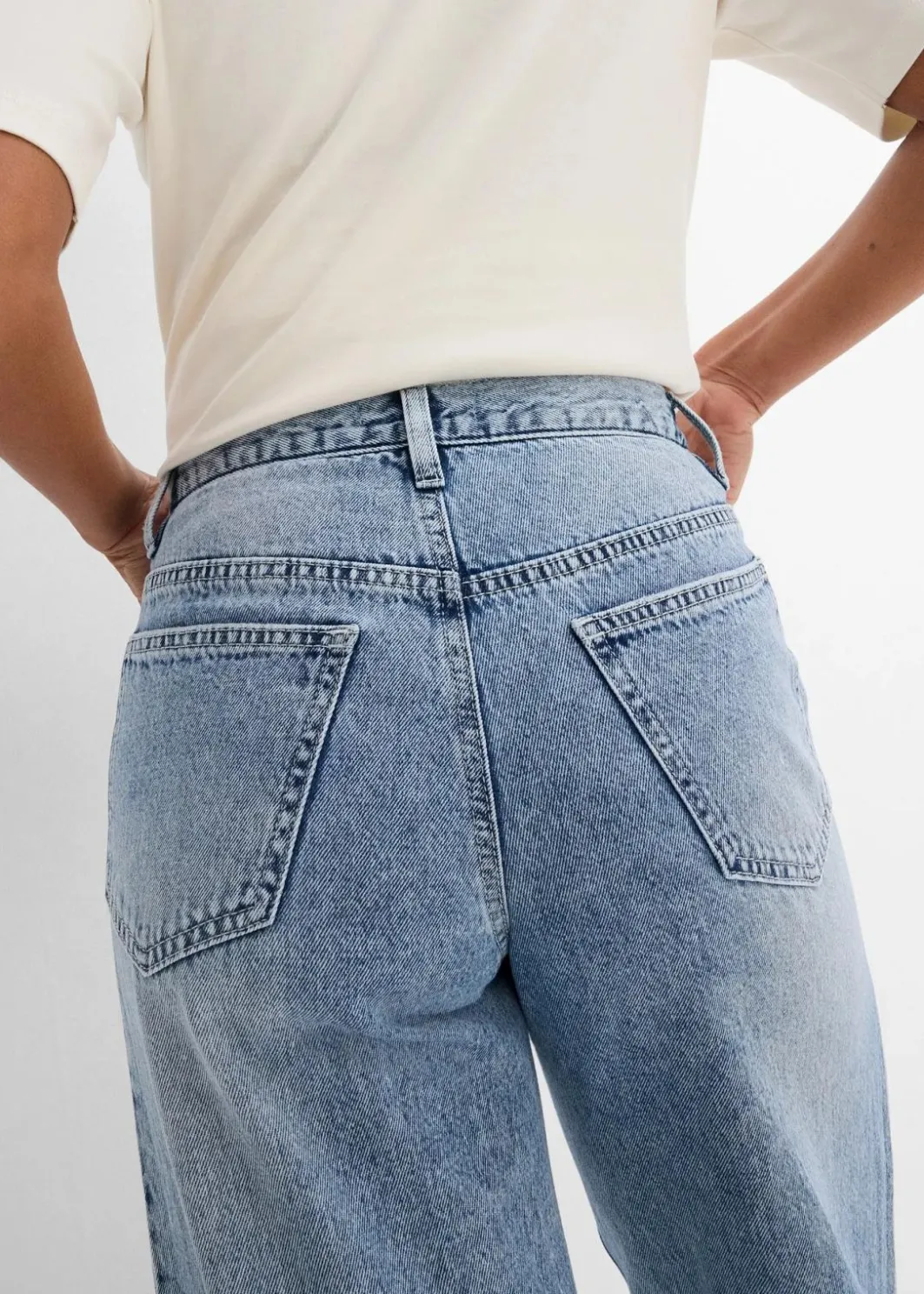Hot Wide-Leg-Jeans Mid Waist, Low Stretch Damen Jeans|Kurzgrößen