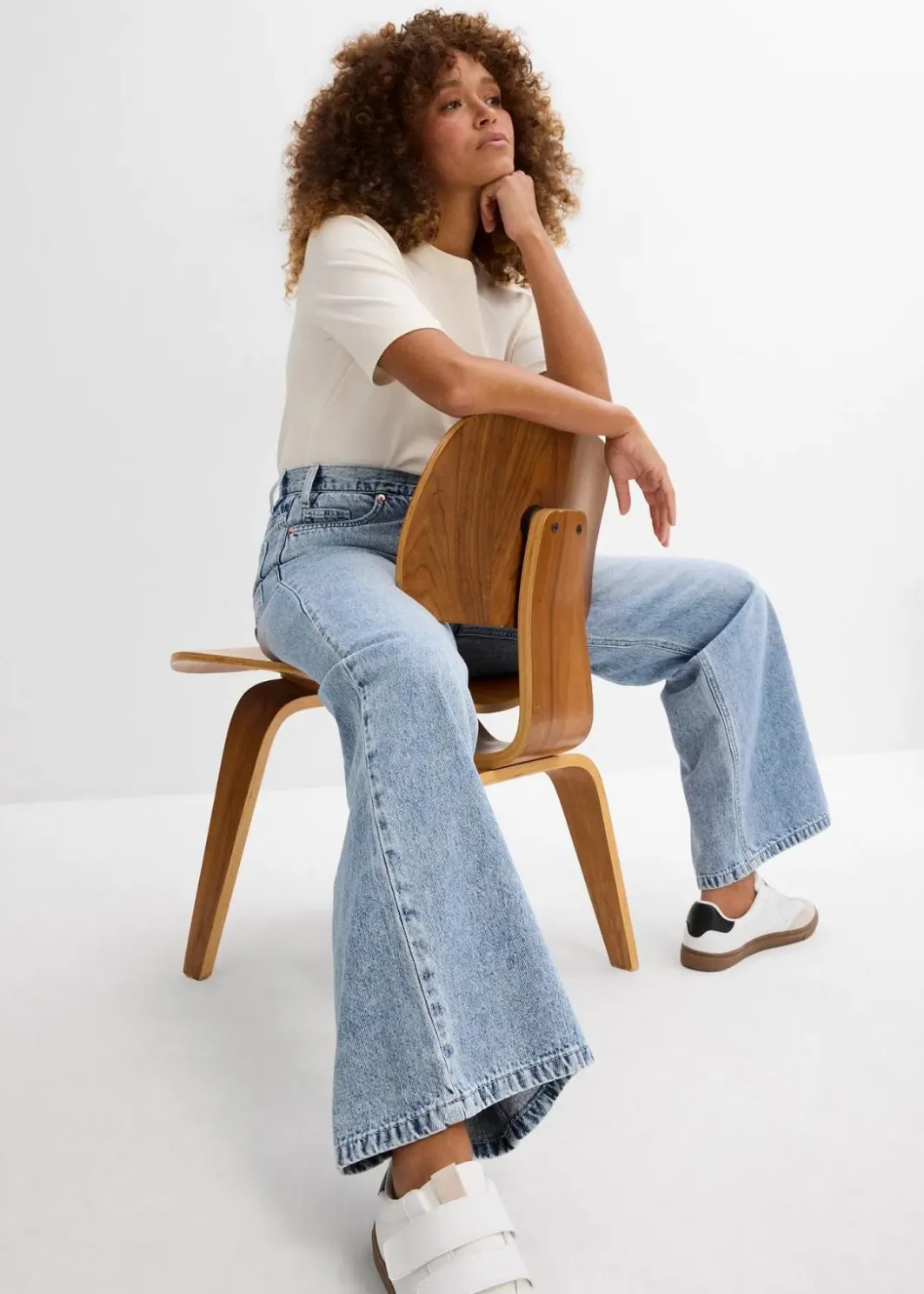 Hot Wide-Leg-Jeans Mid Waist, Low Stretch Damen Jeans|Kurzgrößen