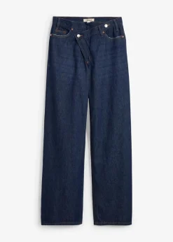 Damen bonprix Kurzgrößen|Jeans|Wide-Leg-Jeans Mid Waist, Low Stretch