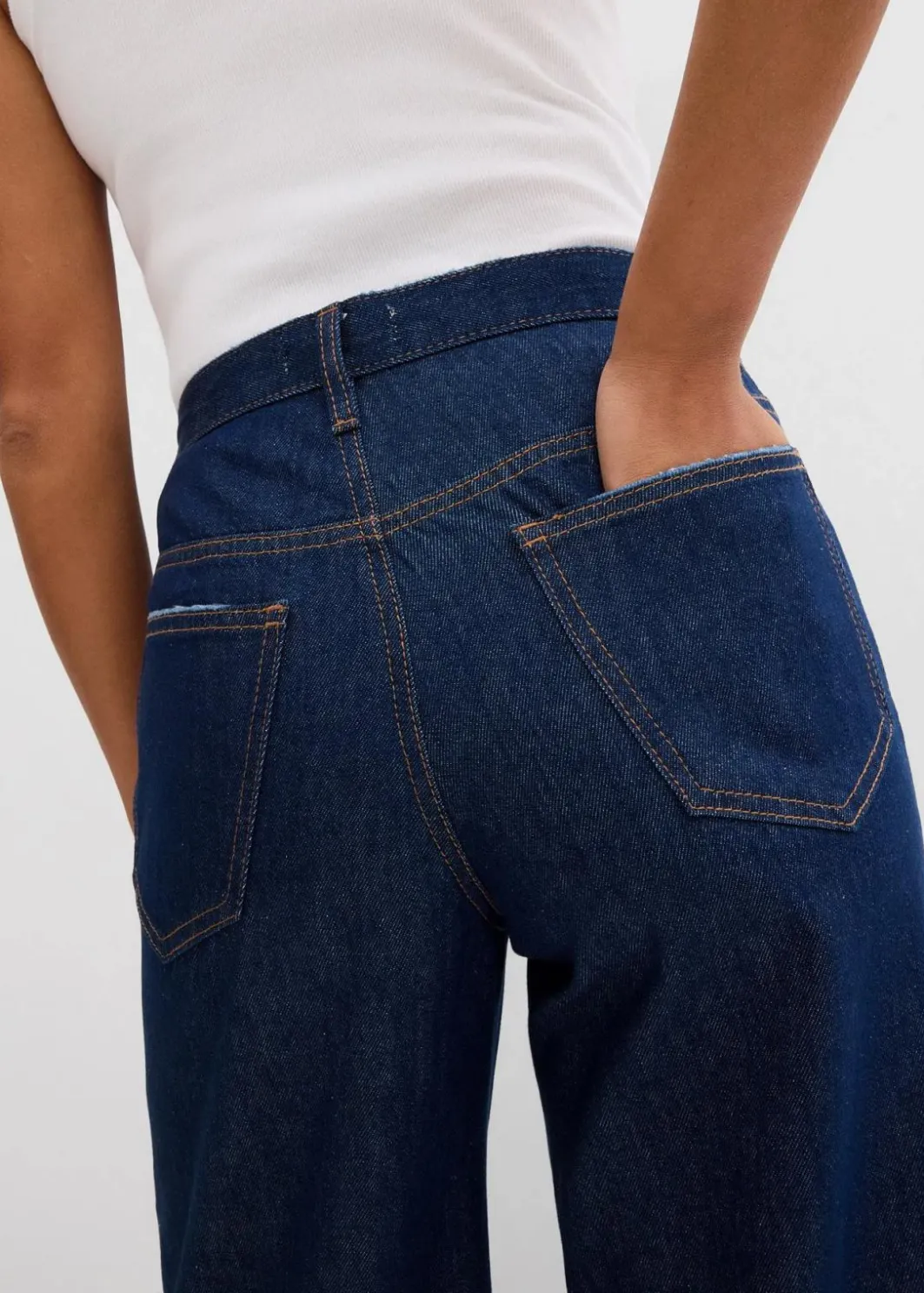 Damen bonprix Kurzgrößen|Jeans|Wide-Leg-Jeans Mid Waist, Low Stretch
