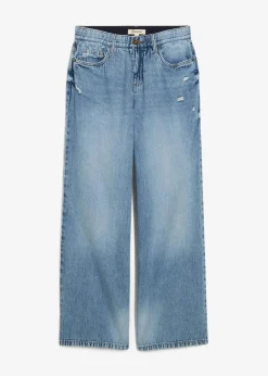 Damen bonprix Kurzgrößen|Bekleidung·Shirts & Tops|Wide-Leg-Jeans Mid Waist, Low Stretch
