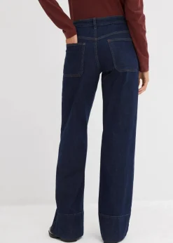 Damen bonprix Jeans|Kurzgrößen|Wide-Leg-Jeans Mid Waist mit Bio Baumwolle