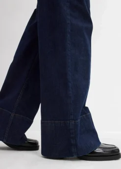 Damen bonprix Jeans|Kurzgrößen|Wide-Leg-Jeans Mid Waist mit Bio Baumwolle