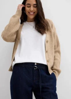 Best Wide-Leg-Jeans Mid Waist mit Gürtel Damen Bekleidung·Shirts & Tops|Jeans