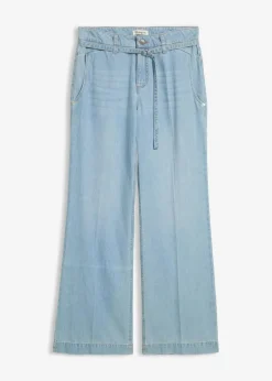 Outlet Wide-Leg-Jeans Mid Waist mit Gürtel Damen Jeans|Bekleidung·Shirts & Tops
