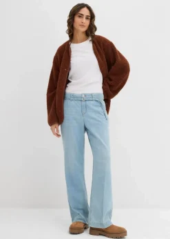 Outlet Wide-Leg-Jeans Mid Waist mit Gürtel Damen Jeans|Bekleidung·Shirts & Tops
