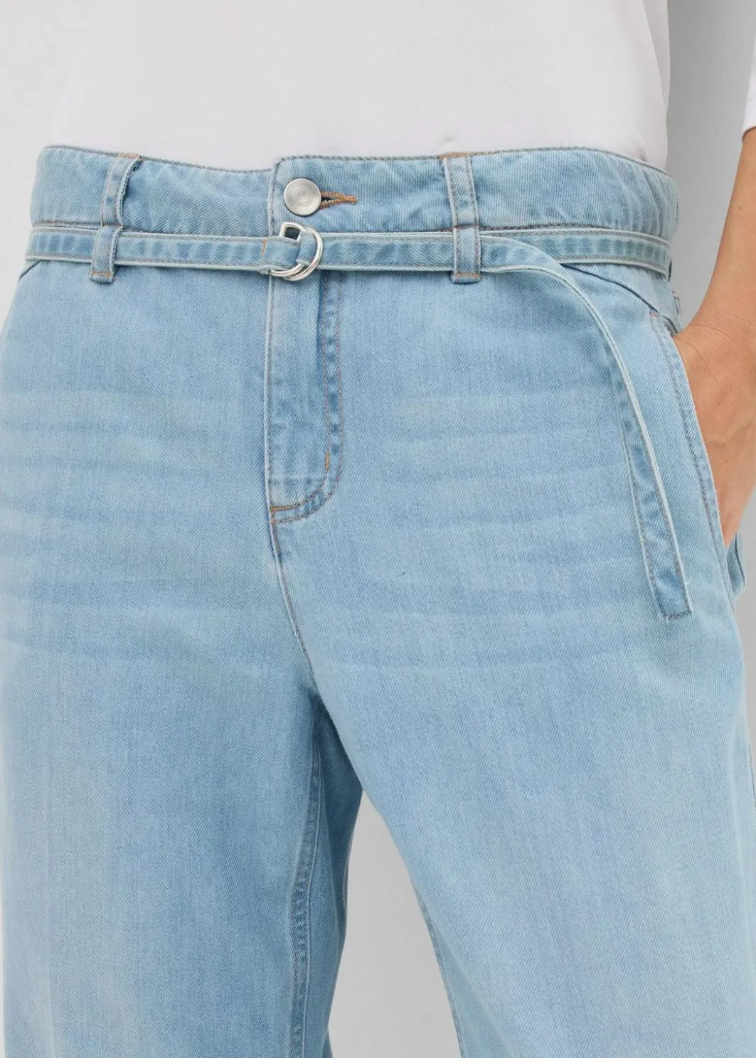 Outlet Wide-Leg-Jeans Mid Waist mit Gürtel Damen Jeans|Bekleidung·Shirts & Tops