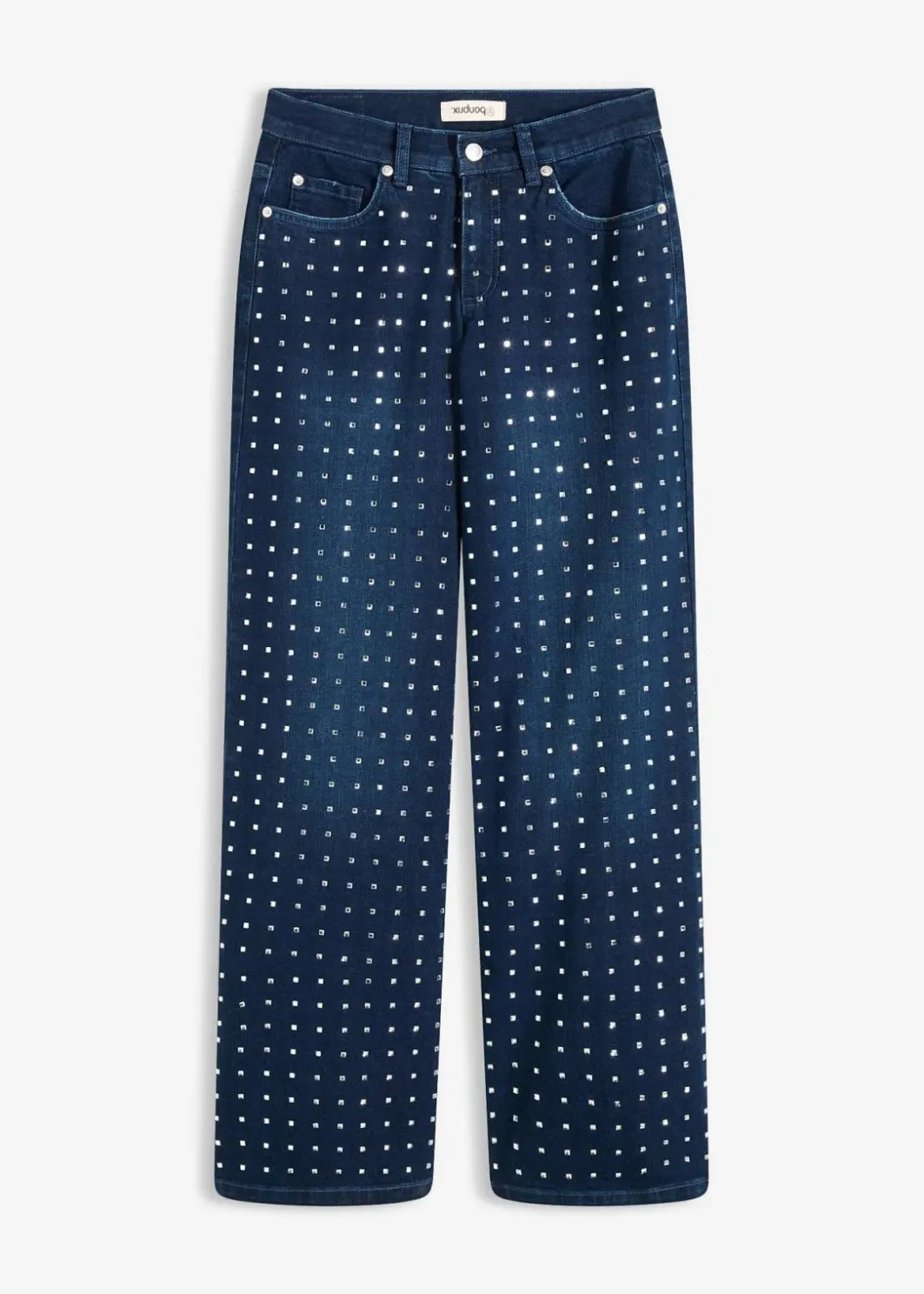 Outlet Wide-Leg-Jeans Mid Waist mit Strassapplikation Damen Jeans|Bekleidung·Shirts & Tops
