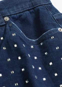 Outlet Wide-Leg-Jeans Mid Waist mit Strassapplikation Damen Jeans|Bekleidung·Shirts & Tops