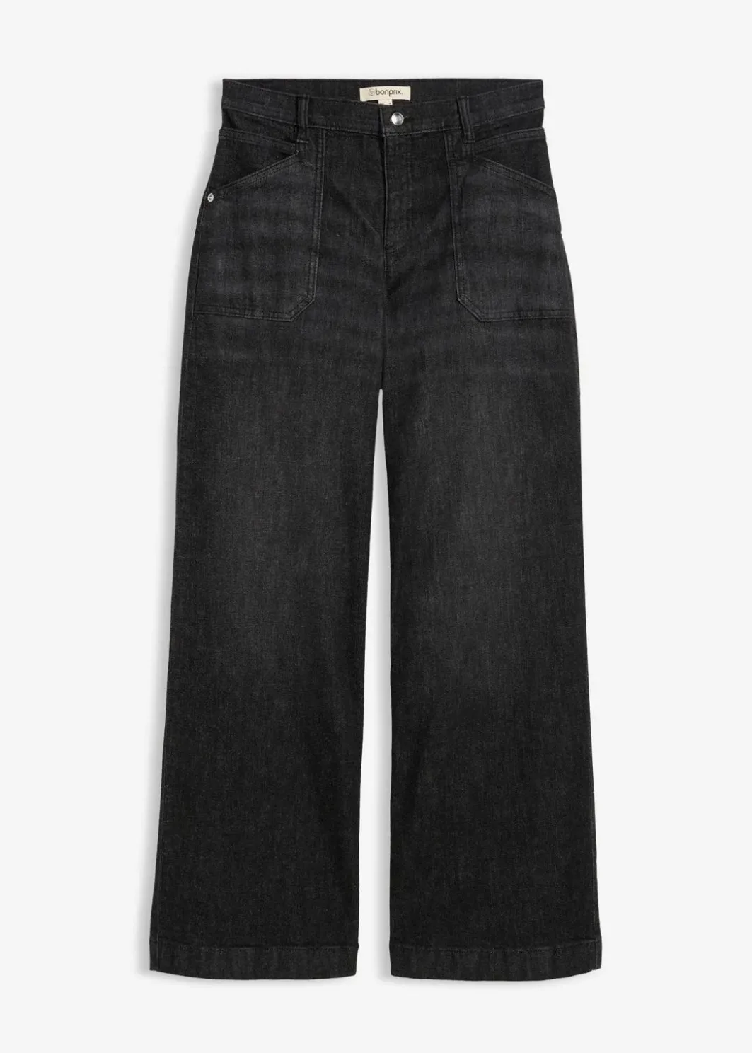 Damen bonprix Jeans|Bekleidung·Shirts & Tops|Wide-Leg-Jeans Mid Waist mit aufgesetzten Taschen