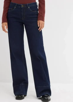 Wide-Leg-Jeans Mid Waist mit Bio Baumwolle Damen Kurzgrößen|Bekleidung·Shirts & Tops