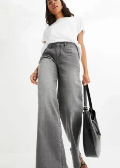 Online Wide-Leg-Jeans, Mid Waist, Stretch Damen Jeans|Kurzgrößen