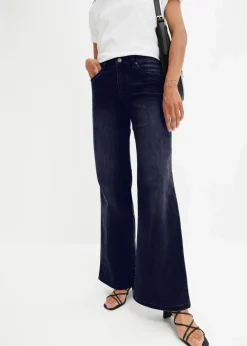 Damen bonprix Jeans|Kurzgrößen|Wide-Leg-Jeans, Mid Waist, Stretch