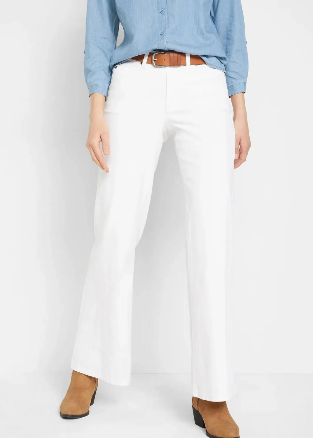 Damen bonprix Jeans|Bekleidung·Shirts & Tops|Wide-Leg-Jeans, Mid Waist, Stretch