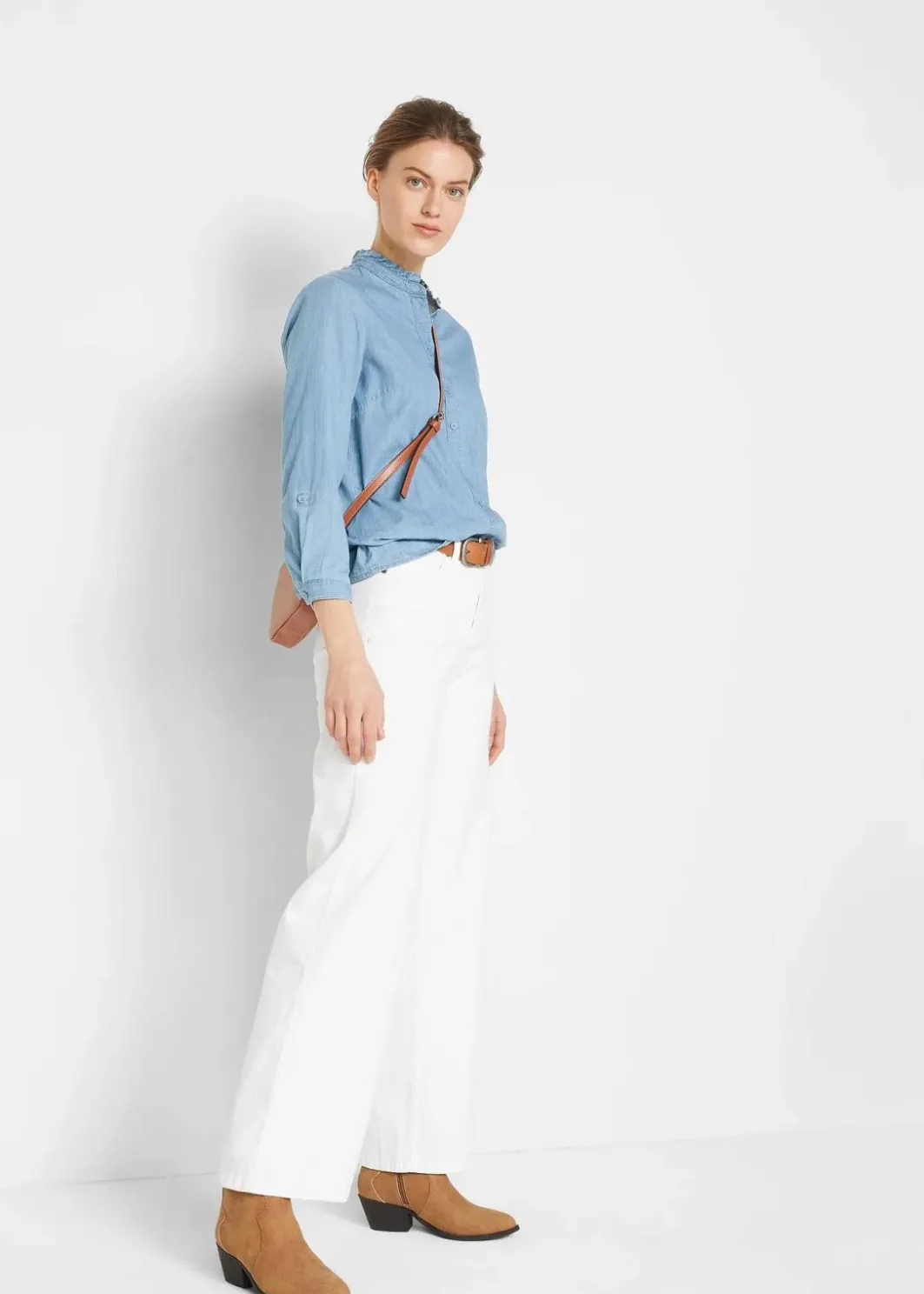 Damen bonprix Jeans|Bekleidung·Shirts & Tops|Wide-Leg-Jeans, Mid Waist, Stretch