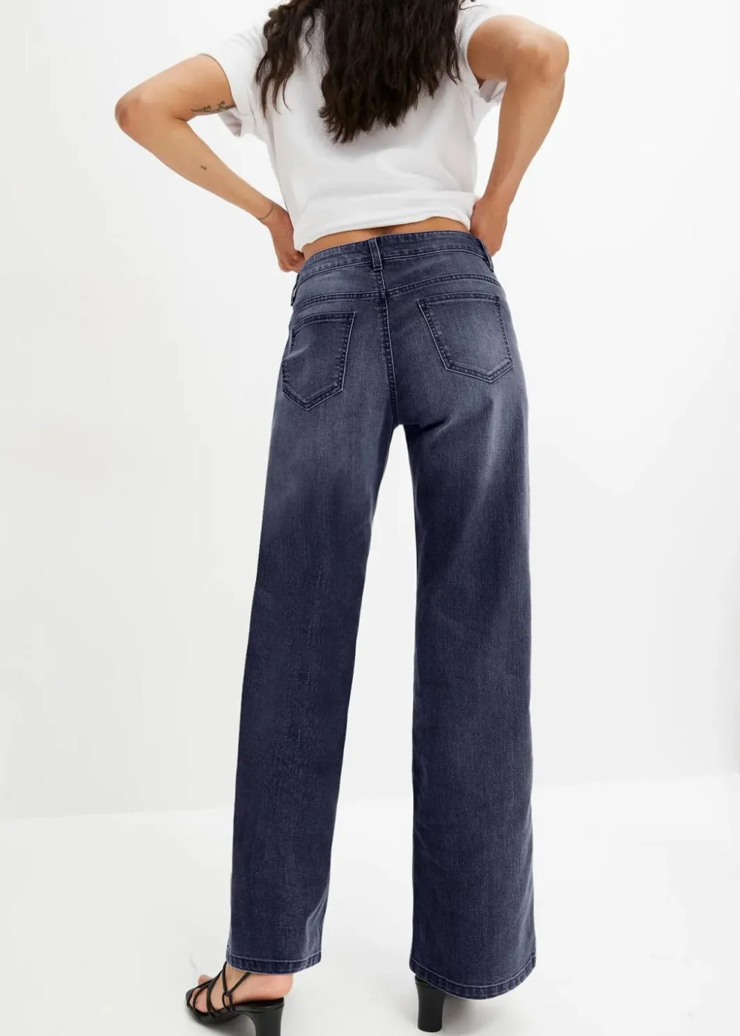 New Wide-Leg-Jeans, Mid Waist, Stretch Damen Jeans|Kurzgrößen