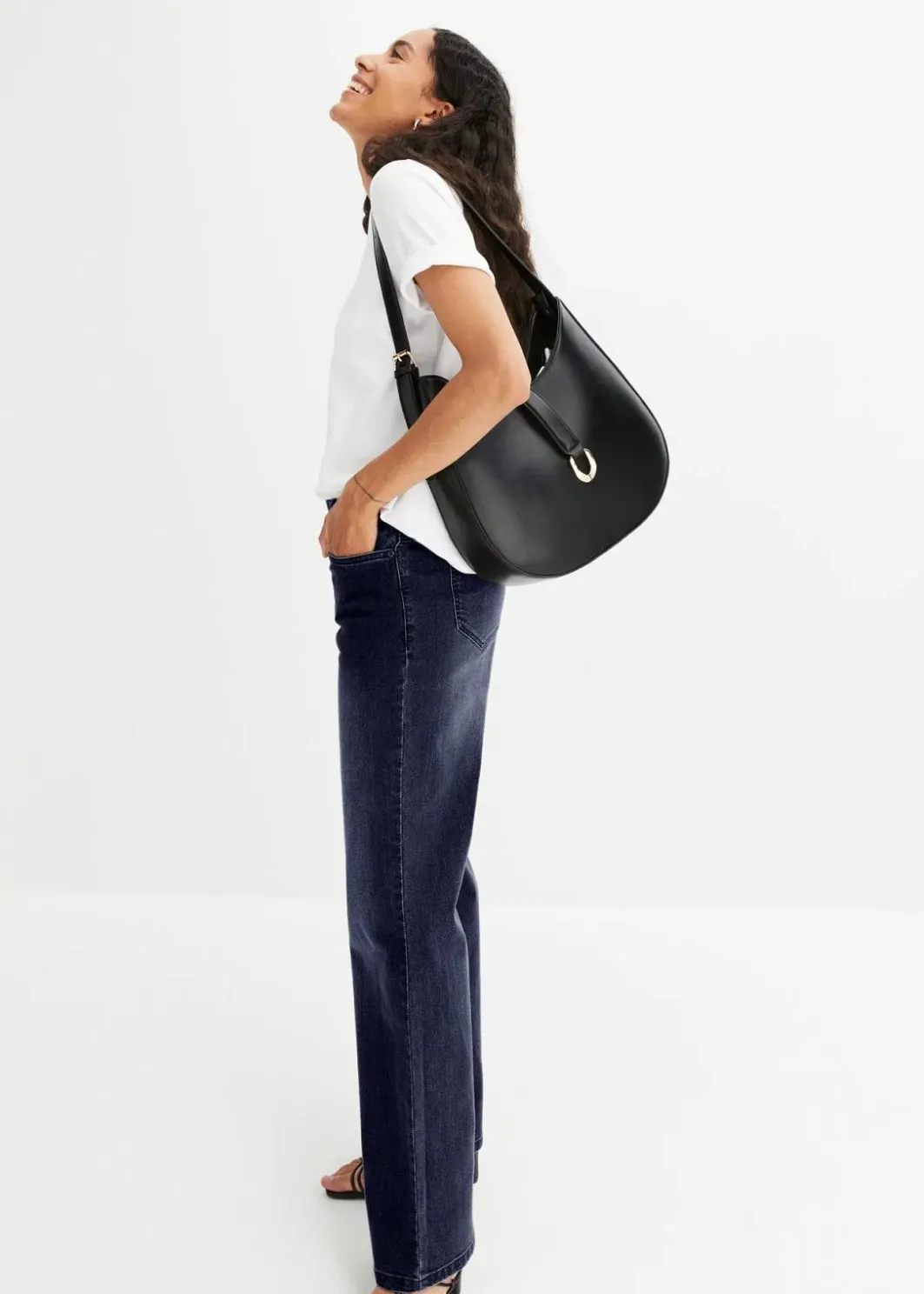 New Wide-Leg-Jeans, Mid Waist, Stretch Damen Jeans|Kurzgrößen