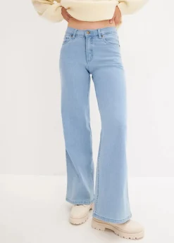 Wide-Leg-Jeans, Mid Waist, Stretch Damen Bekleidung·Shirts & Tops|Jeans