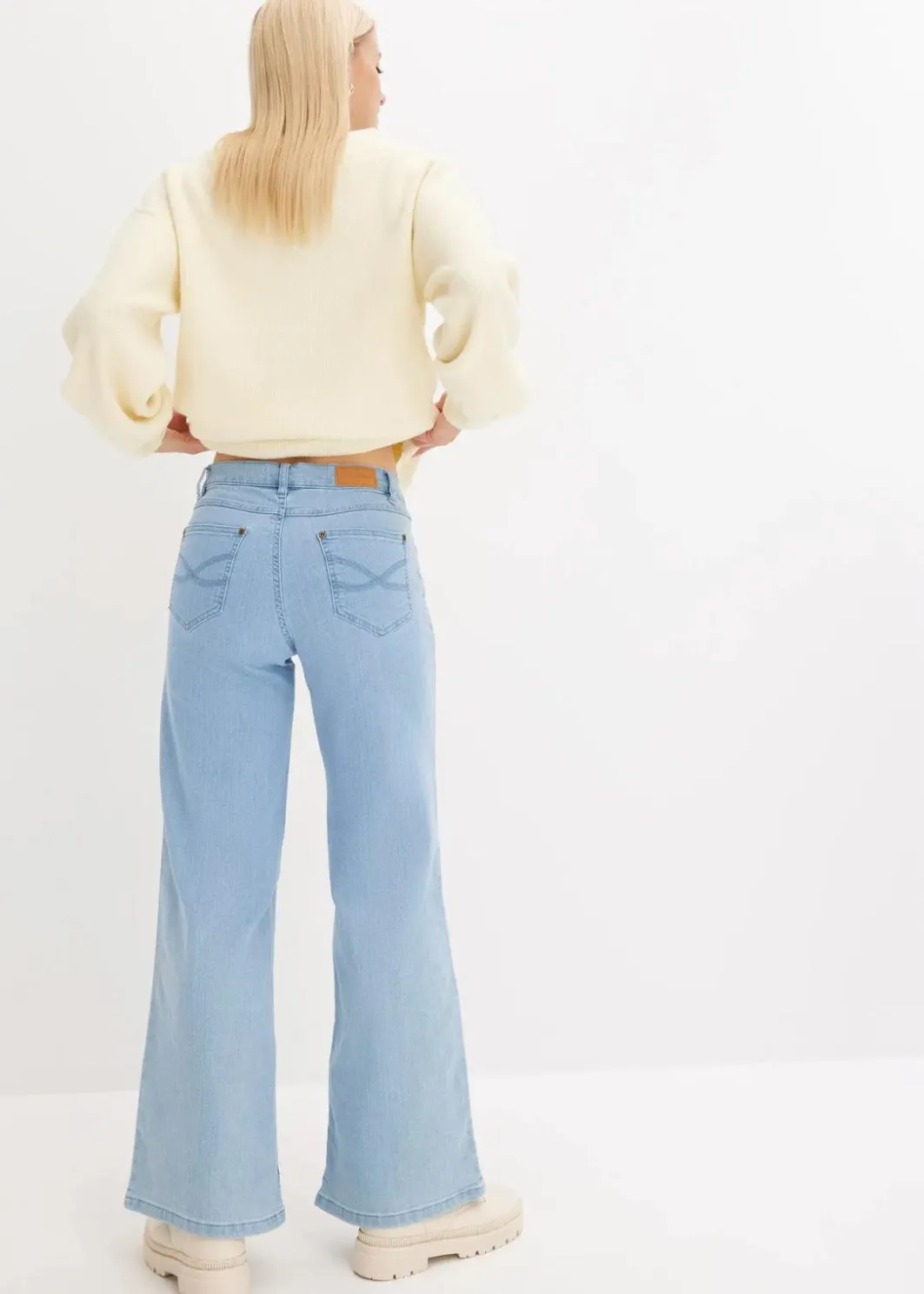Wide-Leg-Jeans, Mid Waist, Stretch Damen Bekleidung·Shirts & Tops|Jeans