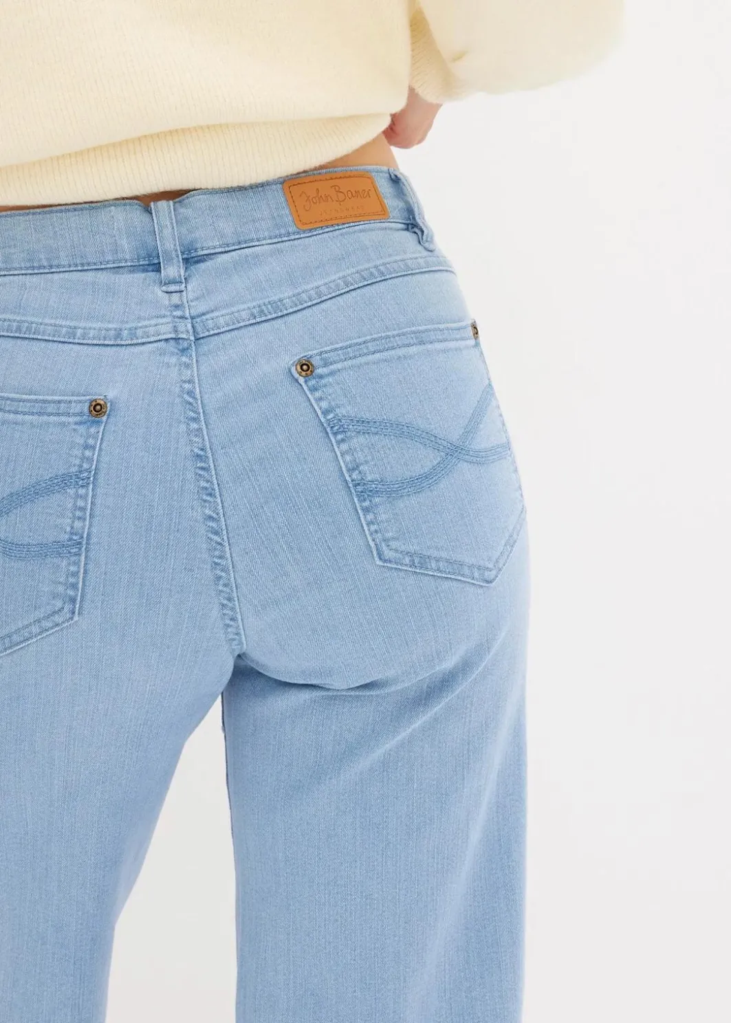 Wide-Leg-Jeans, Mid Waist, Stretch Damen Bekleidung·Shirts & Tops|Jeans