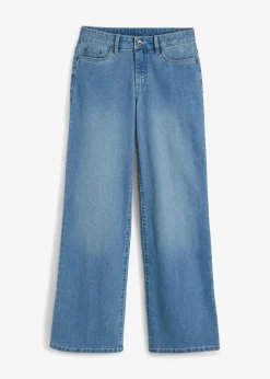 Damen bonprix Jeans|Kurzgrößen|Wide-Leg-Jeans, Mid Waist, Stretch