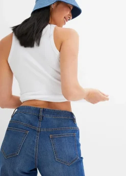 Damen bonprix Jeans|Kurzgrößen|Wide-Leg-Jeans, Mid Waist, Stretch