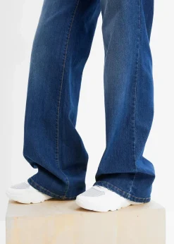 Damen bonprix Jeans|Kurzgrößen|Wide-Leg-Jeans, Mid Waist, Stretch