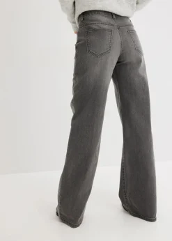 Damen bonprix Jeans|Kurzgrößen|Wide-Leg-Jeans, Mid Waist, Stretch