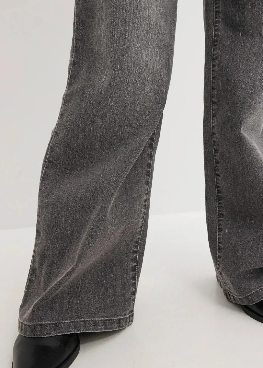 Damen bonprix Jeans|Kurzgrößen|Wide-Leg-Jeans, Mid Waist, Stretch