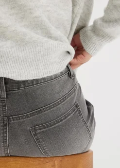 Damen bonprix Jeans|Kurzgrößen|Wide-Leg-Jeans, Mid Waist, Stretch